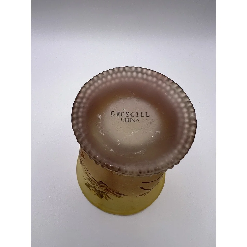 Croscill Ridgewood Frosted Pink Rose Floral Toothbrush Holder and Cups Bath Set
